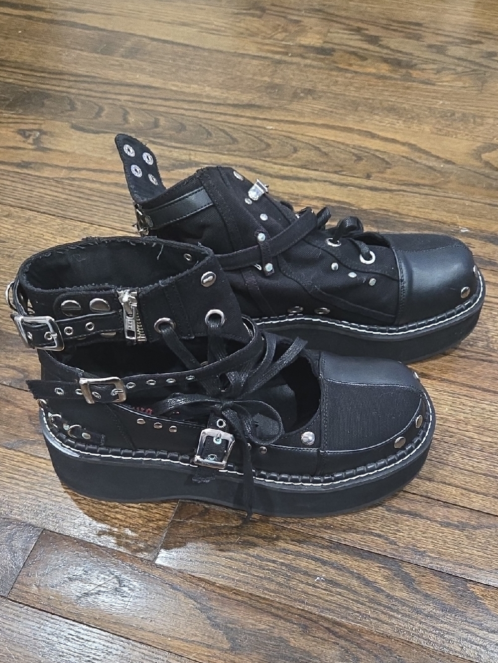 Demonia Emily Cut Out Platform Goth Ankle Boots